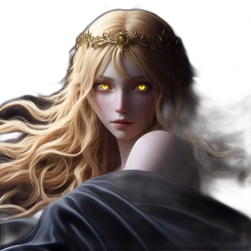 crown, face, fantasy art, concept art, photorealistic, anime, dark, golden transparent PNG cut-out