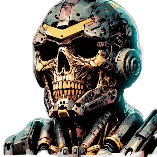 robot, mask, face, cyberpunk, comic book art, concept art, 3d render, mechanically transparent PNG cut-out