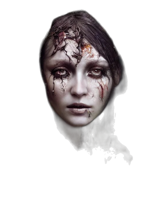 face, mask, creature, photorealistic transparent PNG cut-out