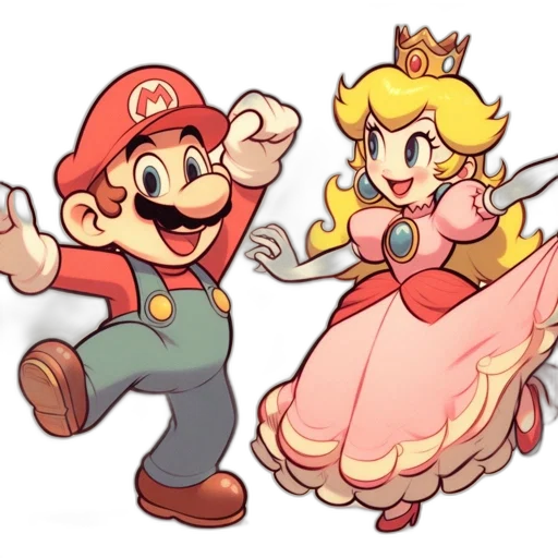 crown, dress, concept art, pixel art, 3d render, watercolor, mario, princess transparent PNG cut-out