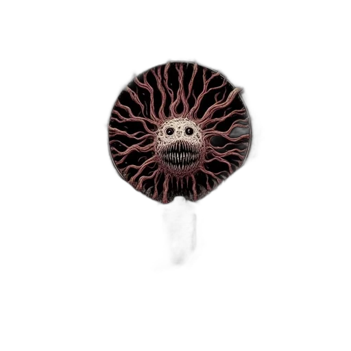 flower, hair, umbrella, staff, 3d render, concept art, sinister, artwork transparent PNG cut-out