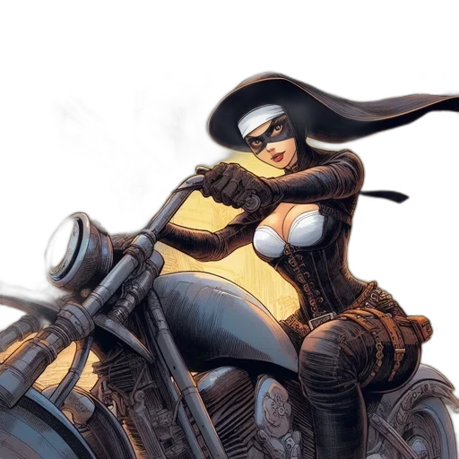 comic book art, concept art, fantasy art, photorealistic, woman, black, gold, ensemble transparent PNG cut-out