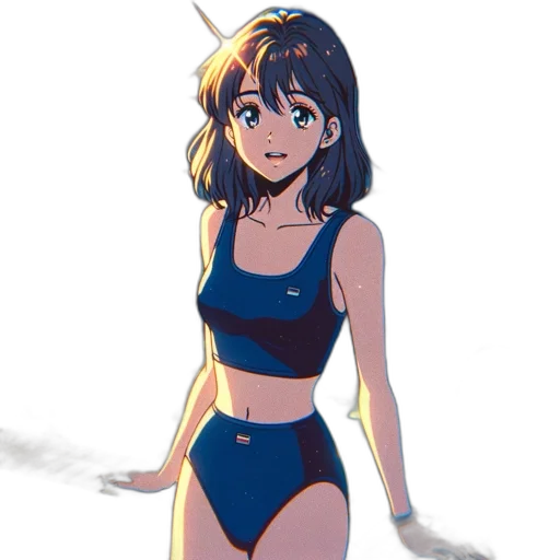 dress, weapon, creature, anime, cartoon, vaporwave, concept art, underwater transparent PNG cut-out