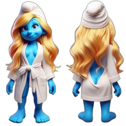 concept art, 3d render, fantasy art, cartoon, blue, animated, smurf, character transparent PNG cut-out