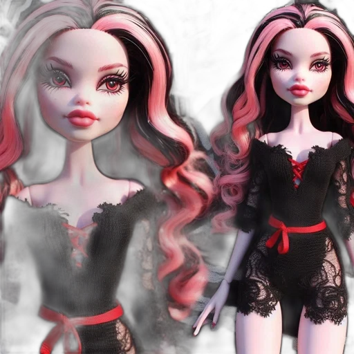 3d render, concept art, fantasy art, cartoon, dark, two, dolls, share transparent PNG cut-out