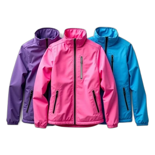 jacket, neon, colorful, pastel, blue, collection, three, different transparent PNG cut-out