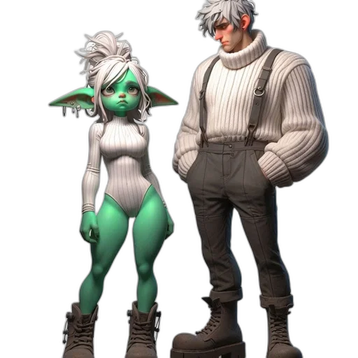 jacket, creature, staff, concept art, 3d render, fantasy art, pixel art, outer space transparent PNG cut-out