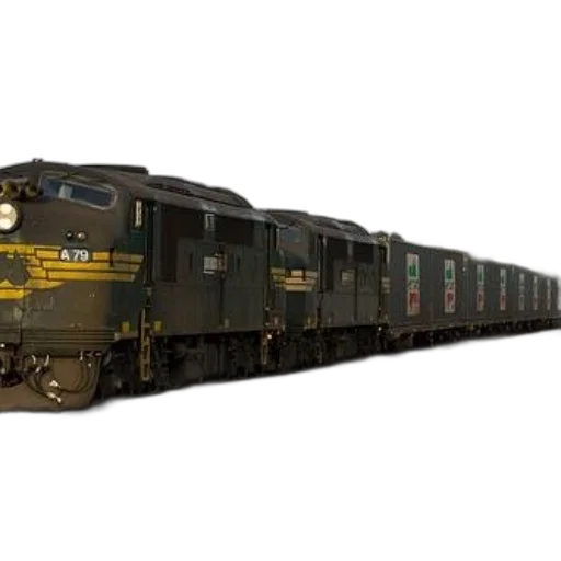3d render, photorealistic, concept art, freight, train, number, a79, front transparent PNG cut-out
