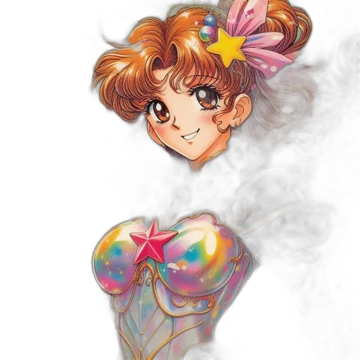 dress, hair, face, robot, vaporwave, anime, concept art, watercolor transparent PNG cut-out