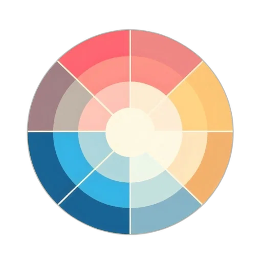 3d render, colorful, pastel, blue, earth tones, color, wheel, depicted transparent PNG cut-out