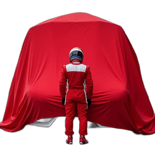 car, jacket, hat, red, person, white, racing, suit transparent PNG cut-out