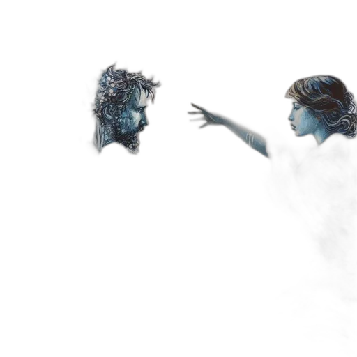 mask, hair, concept art, fantasy art, photorealistic, 3d render, outer space, underwater transparent PNG cut-out
