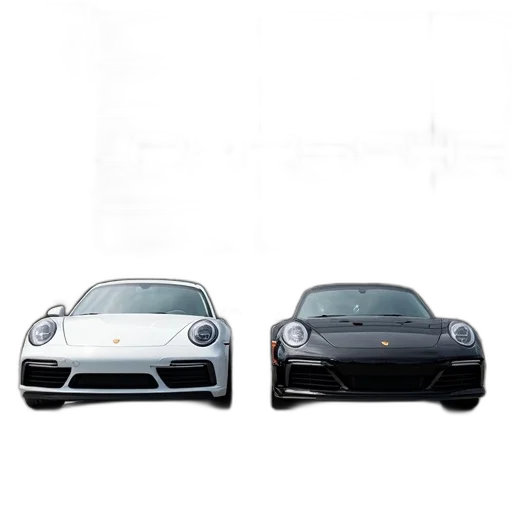 car, 3d render, photorealistic, concept art, monochrome, black, white, porsche transparent PNG cut-out