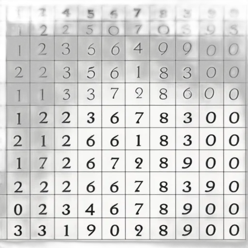monochrome, grid, pattern, numbers, letters, displayed, top, left transparent PNG cut-out