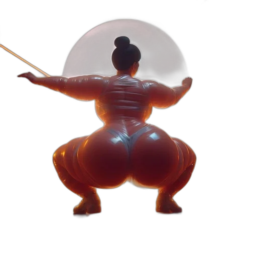 staff, robot, weapon, 3d render, concept art, vaporwave, woman, shimmering transparent PNG cut-out