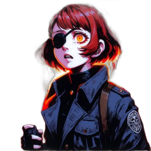 jacket, staff, mask, face, cyberpunk, concept art, anime, pixel art transparent PNG cut-out