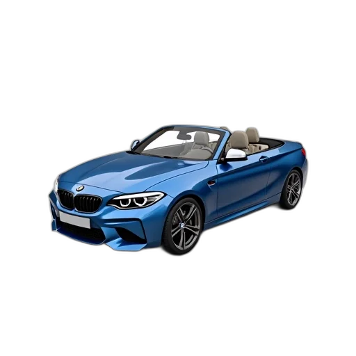 car, 3d render, photorealistic, blue, convertible, bmw, soft-top, roof transparent PNG cut-out
