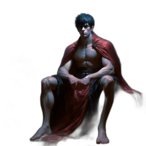 concept art, fantasy art, comic book art, photorealistic, dark, red, dimly, lit transparent PNG cut-out