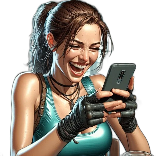 weapon, face, comic book art, cyberpunk, concept art, photorealistic, woman, ponytail transparent PNG cut-out