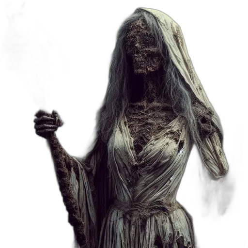 dress, creature, staff, face, concept art, fantasy art, comic book art, photorealistic transparent PNG cut-out