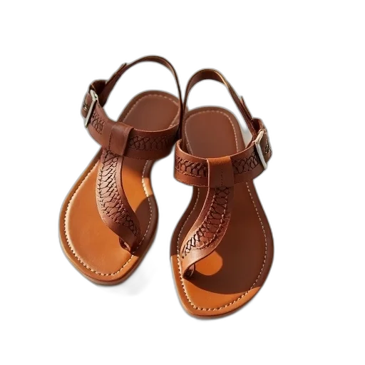 shoes, pair, brown, leather, sandals, woven, design, straps transparent PNG cut-out
