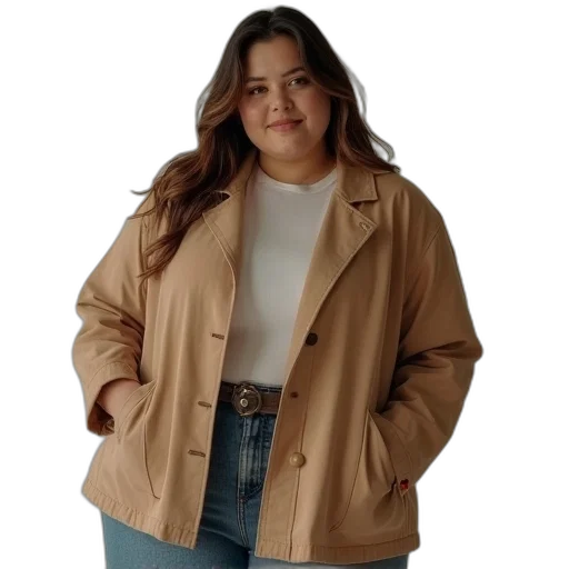 jacket, dress, earth tones, plus transparent PNG cut-out