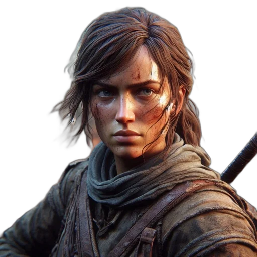 face, weapon, staff, jacket, concept art, photorealistic, fantasy art, close-up transparent PNG cut-out