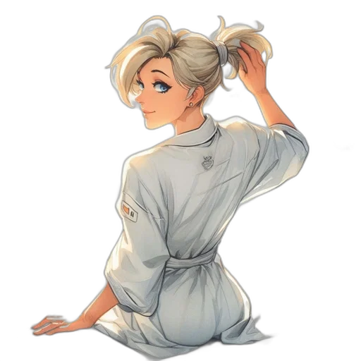 staff, dress, jacket, concept art, cartoon, anime, watercolor, pastel transparent PNG cut-out