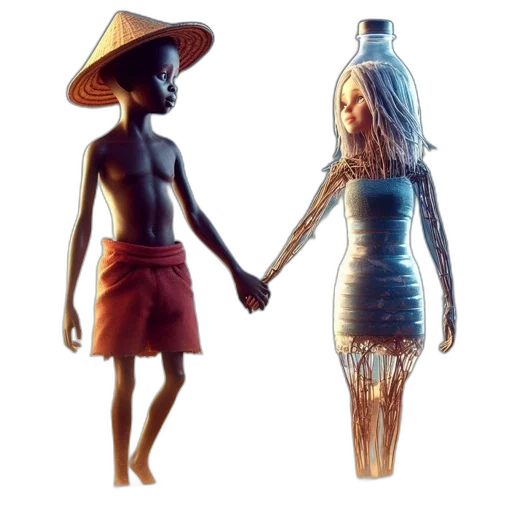 dress, bottle, concept art, pixel art, fantasy art, 3d render, underwater, blue transparent PNG cut-out