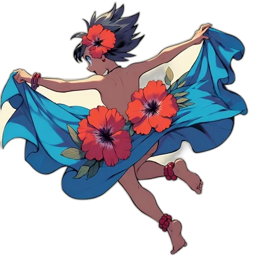 flower, dress, crown, creature, concept art, pixel art, anime, fantasy art transparent PNG cut-out