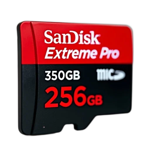 3d render, black, sandisk, extreme, pro, 256gb, microsd, card transparent PNG cut-out