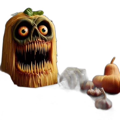 food, mask, creature, 3d render, concept art, photorealistic, anthropomorphic, food-based transparent PNG cut-out