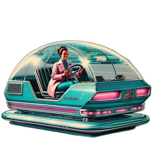 car, robot, furniture, hat, vaporwave, cyberpunk, concept art, 3d render transparent PNG cut-out