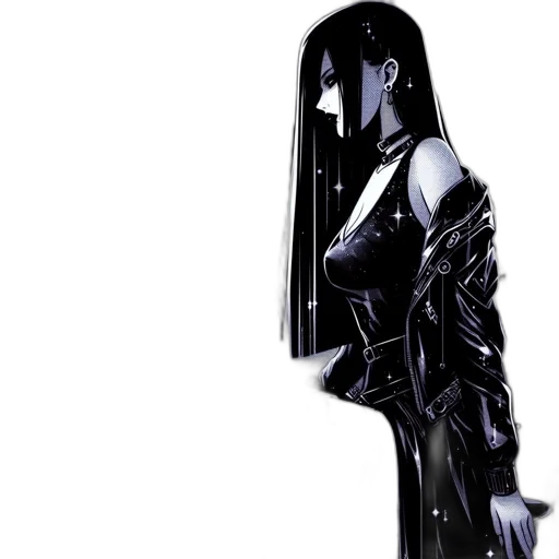 dress, robot, weapon, concept art, 3d render, cyberpunk, comic book art, dark transparent PNG cut-out