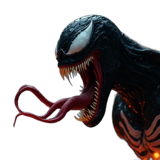 creature, animal, dragon, mask, concept art, 3d render, comic book art, venom transparent PNG cut-out