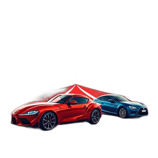 car, 3d render, concept art, photorealistic, red, colorful, neon, national transparent PNG cut-out