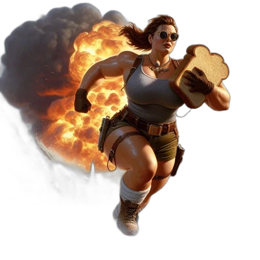 weapon, concept art, fantasy art, comic book art, 3d render, fire, woman, runs transparent PNG cut-out