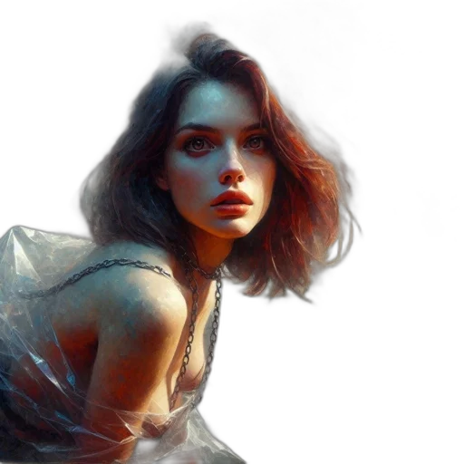 dress, face, hair, photorealistic, oil painting, fantasy art, concept art, underwater transparent PNG cut-out