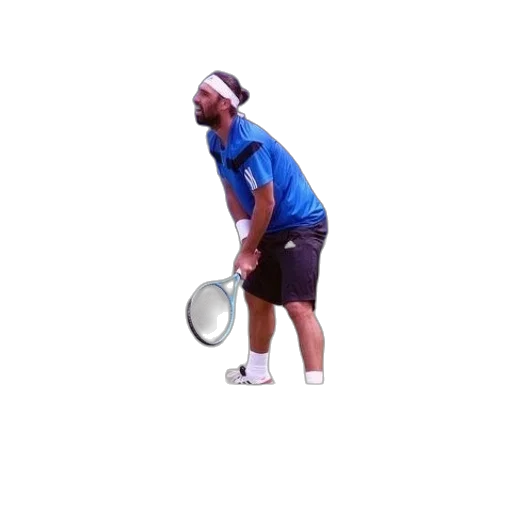 hat, staff, 3d render, man, blue, shirt, playing, tennis transparent PNG cut-out