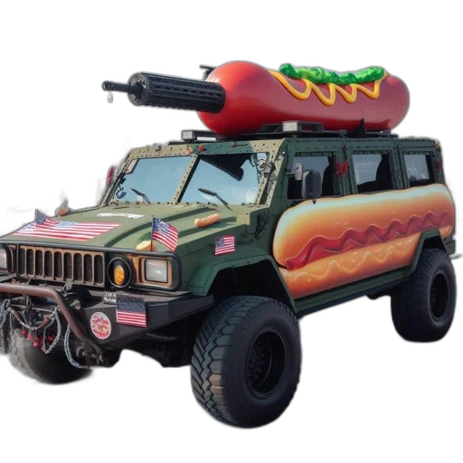 car, weapon, food, animal, 3d render, concept art, unconventional, military-green transparent PNG cut-out