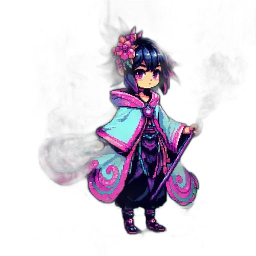 staff, dragon, dress, concept art, fantasy art, pixel art, anime, dark transparent PNG cut-out