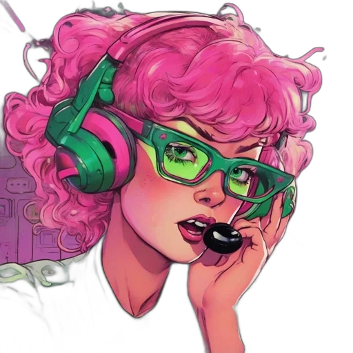 cyberpunk, comic book art, concept art, cartoon, neon lights, neon, green, colorful transparent PNG cut-out