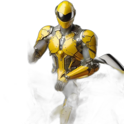 robot, weapon, concept art, 3d render, comic book art, fantasy art, golden, yellow-suited transparent PNG cut-out