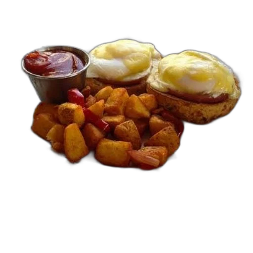 food, crown, breakfast, plate, eggs, benedict, home, fries transparent PNG cut-out