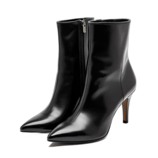 shoes, pair, black, high-heeled, boots, glossy, finish, pointed transparent PNG cut-out