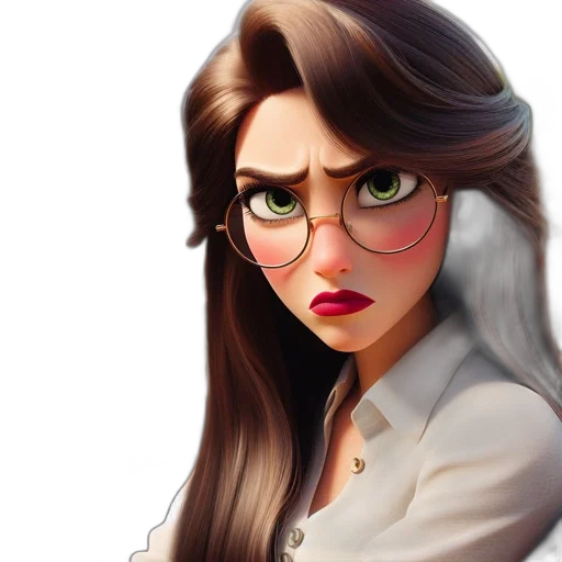 face, cartoon, fantasy art, photorealistic, concept art, animated, female, character transparent PNG cut-out