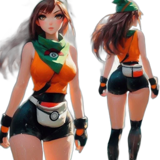 concept art, 3d render, fantasy art, green, two, female, characters, one transparent PNG cut-out