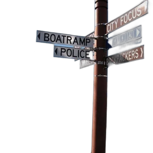 3d render, city street, street, signs, point, boat, ramp, police transparent PNG cut-out