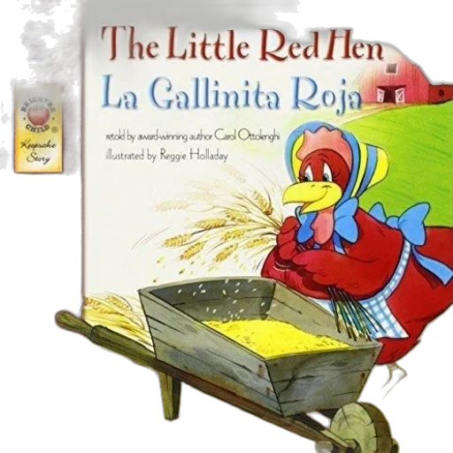 cover, little, red, hen, bilingual, book, featuring, cartoon transparent PNG cut-out