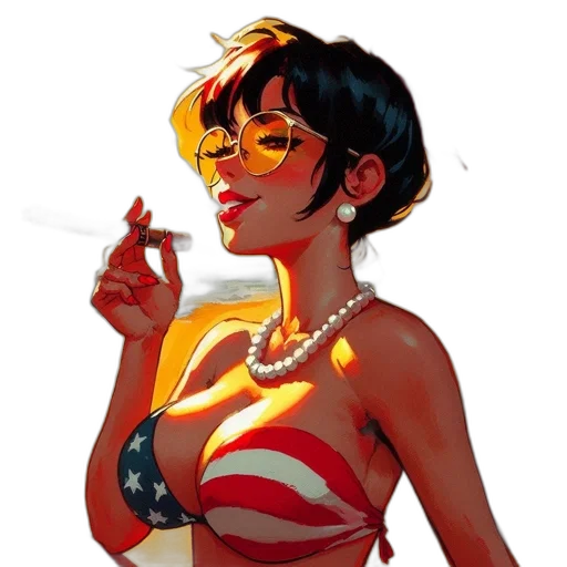 dress, comic book art, concept art, fantasy art, cartoon, neon lights, fire, red transparent PNG cut-out